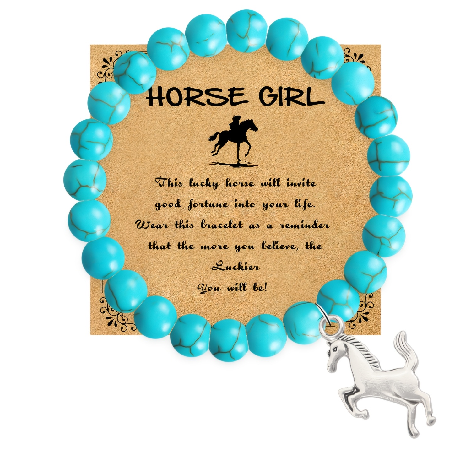 TEMU 1pc Valentine's Day Romantic Gift/thanksgiving Day/birthday Gift - Horse Bracelets For Daughter Mom Dad Son Granddaughter Niece , Horse Pendant