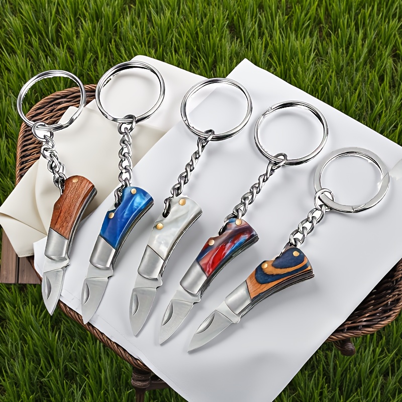 2 Coltellini Tascabili Portachiavi In Ottone – Mini Lama Pieghevole Acciaio – EDC Campeggio