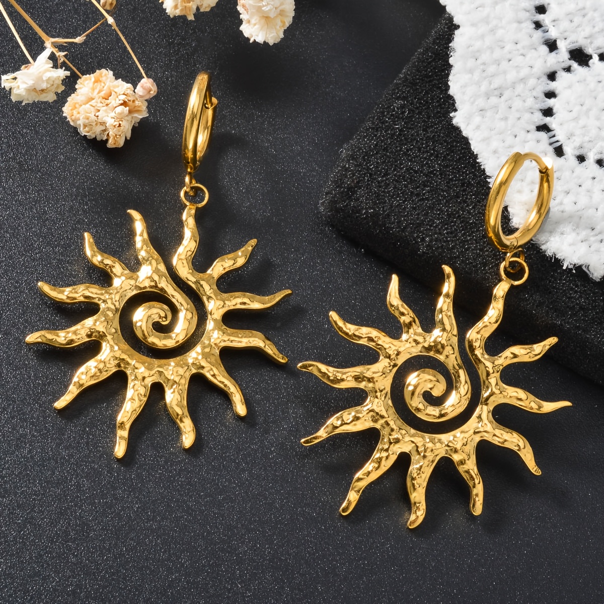 Gold-Toned All Seeing Eye Talisman Earrings
