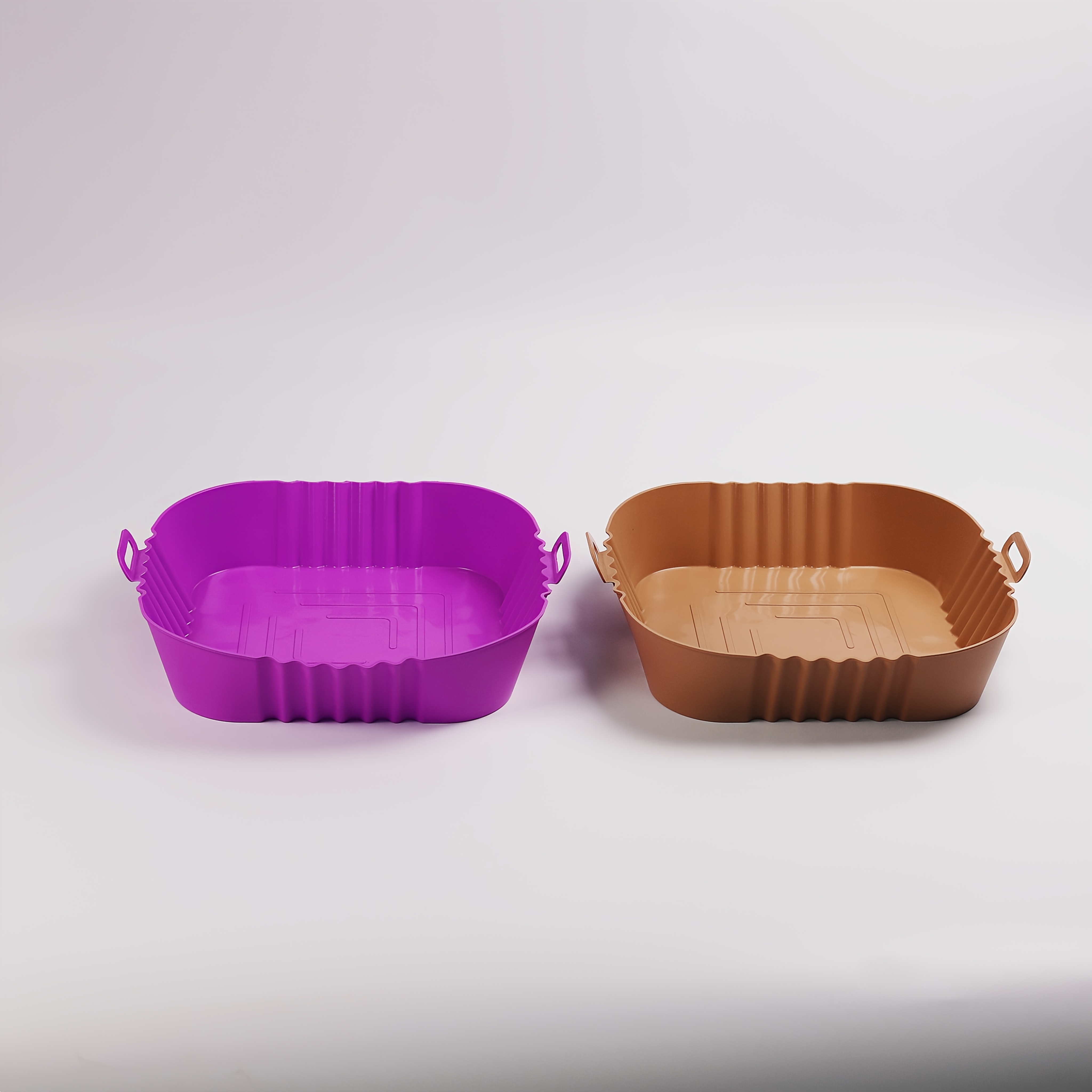 Image of 2pcs Silicone Air Fryer Liner, Food-grade Reusable Baking Pan, High-temperature Pad, Thickened Silicone Inner Liner, Easy To Clean