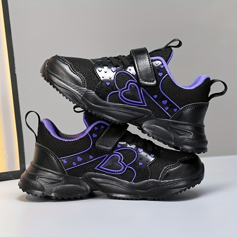 2024 Women'S Black & Purple Sneakers - Stylish Low Top Casual Shoes with Adjustable Straps, All-Season Comfort, Rubber Sole, Casual Footwear | Trendy Sneakers | Strap Shoes