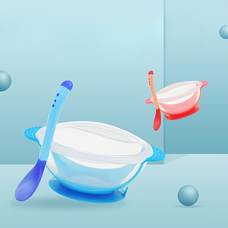 infant and toddler bowl and spoon set suction cup training bowl with lid anti slip and anti        