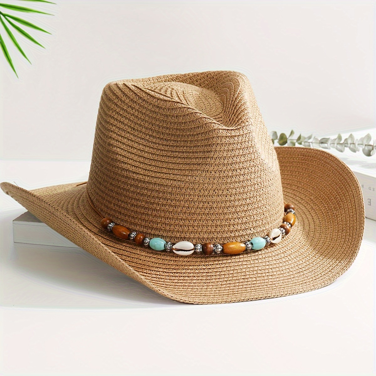 Shell Decor Boho Cowboy Hat Classic Vintage Cowgirl Hat - Temu