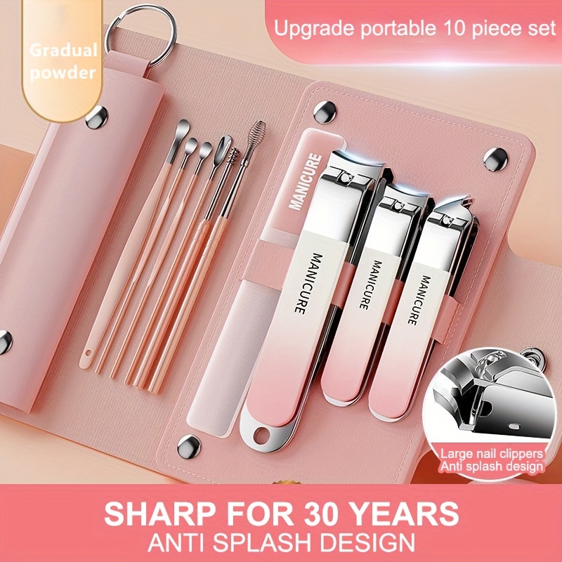 

Stainless Steel Manicure -in-1 Portable Set With – , Sharp Straight Blades, Fingernail File Included, Ideal For Home, , Travel, Gift, Salon