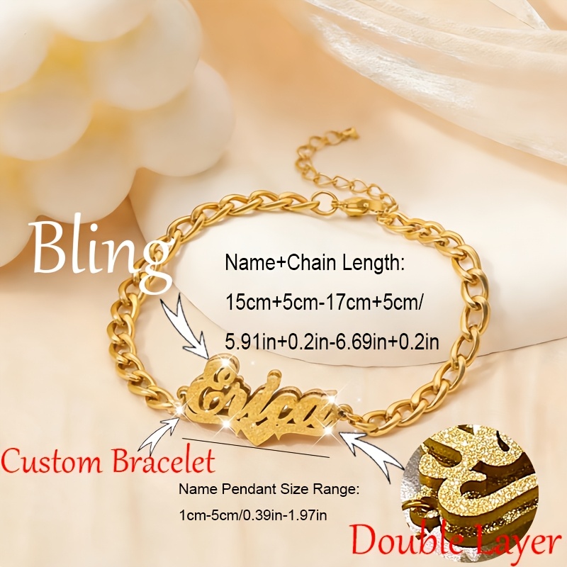 Custom Frosted Name Bracelet, Heart-shaped Couple Gift
