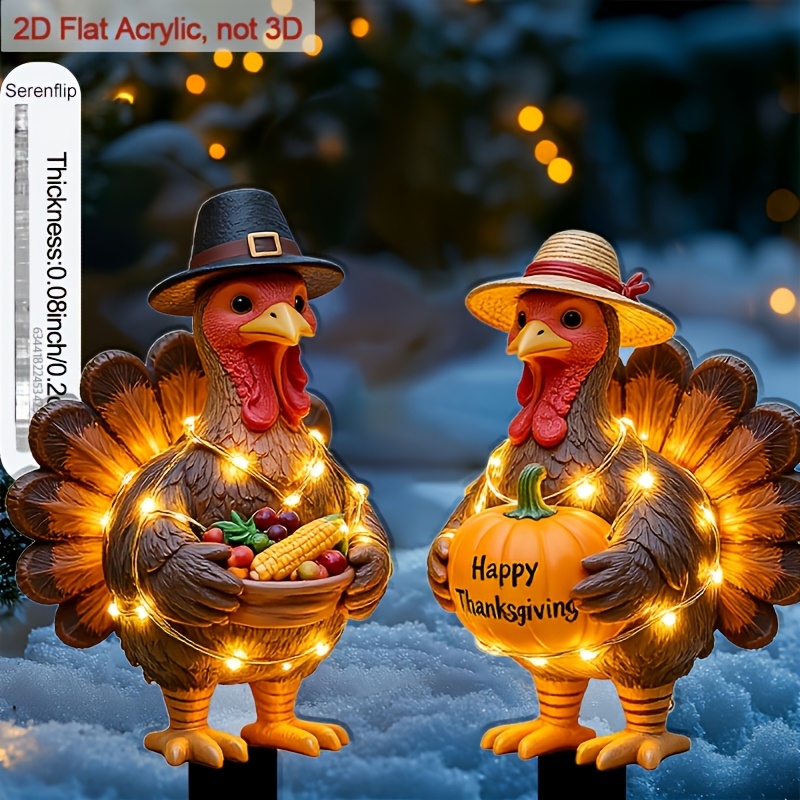 TEMU 2d Flat, [2d Flat] 2d Flat Acrylic Pointed Base Stake, Suitable For Flower Beds, Halloween Outdoor Decorations, Thanksgiving Turkey Ornaments,