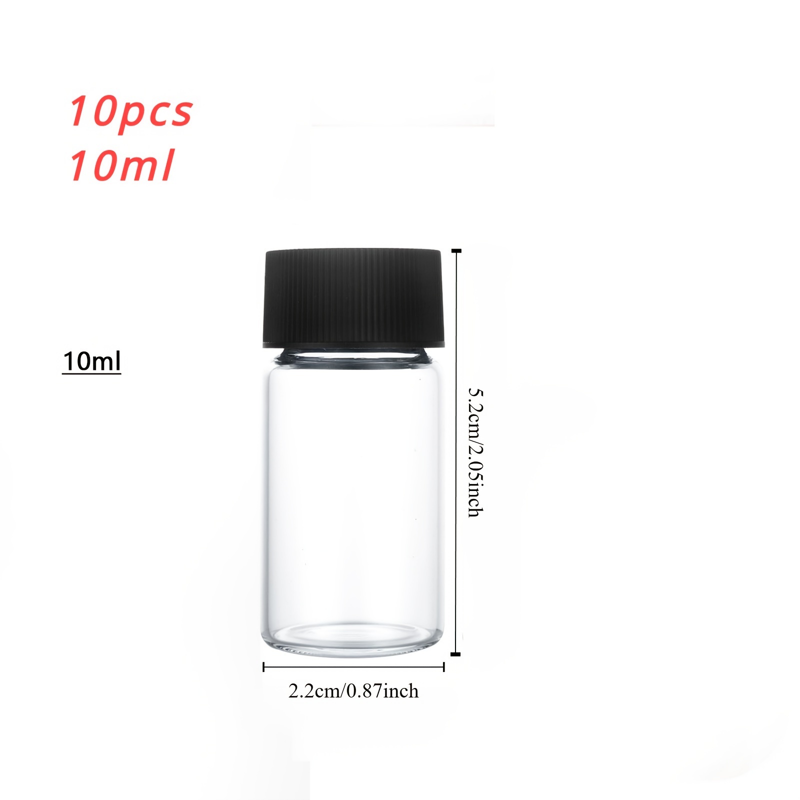E-shop 10 Stück 10ml 15ml 20ml Glasfläschchen mit Schraubverschluss – Klare Flaschen mit Deckeln für ätherische Öle Proben