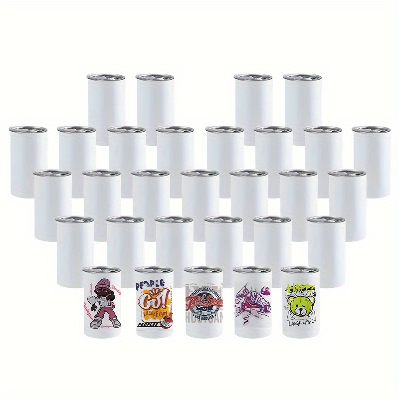 30 Pack 12oz Sublimation Stainless Steel Insulation Blank Straight Tumbler With Plastic Straw