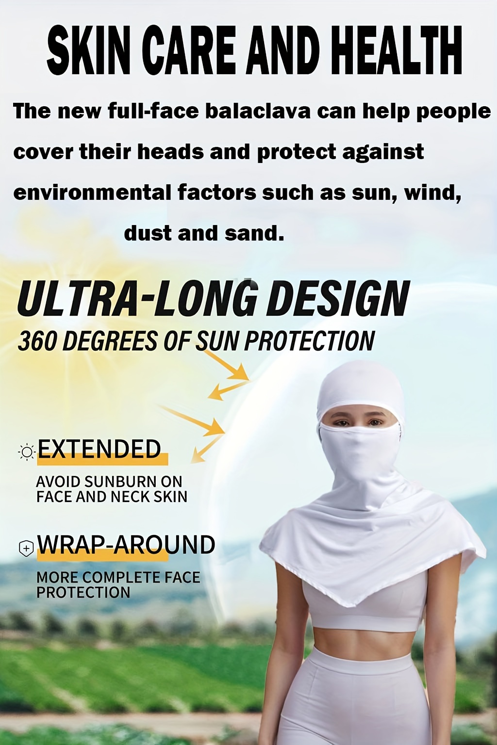 Breathable Balaclava Mask - UV Safeguard, Full Face Cover for Outdoor Sports & Cycling, Elastic Fit, Solid Color details 5