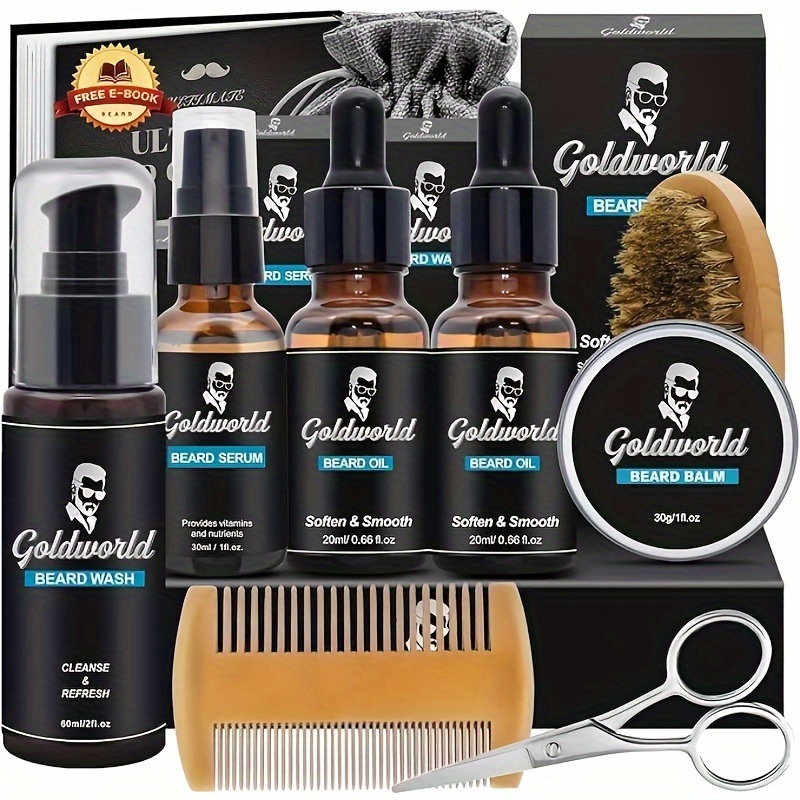 

Kit, Grooming Kit W/ /shampoo, 2 Packs Oil, , , , Comb, , Bag, E-, & Trimming Kit For Men Him