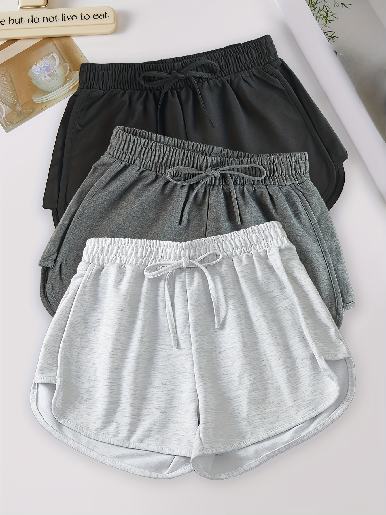 3pcs set summer womens lightweight shorts elastic waistband loose breathable casual pants suitable for running and yoga comfortable hot pants
