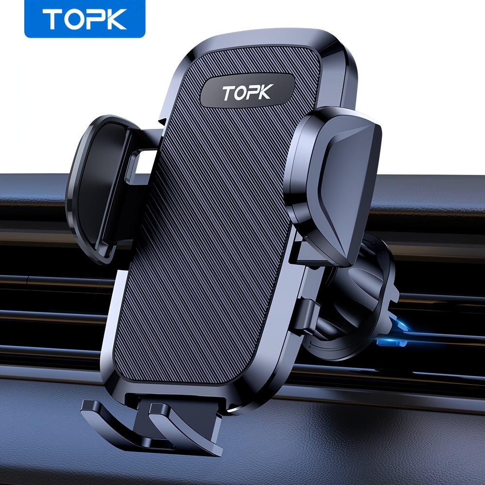 TEMU Topk D36g Car Phone Holder, Premium Extendable Metal Hook High Stability Stability Car Vent Phone Mount