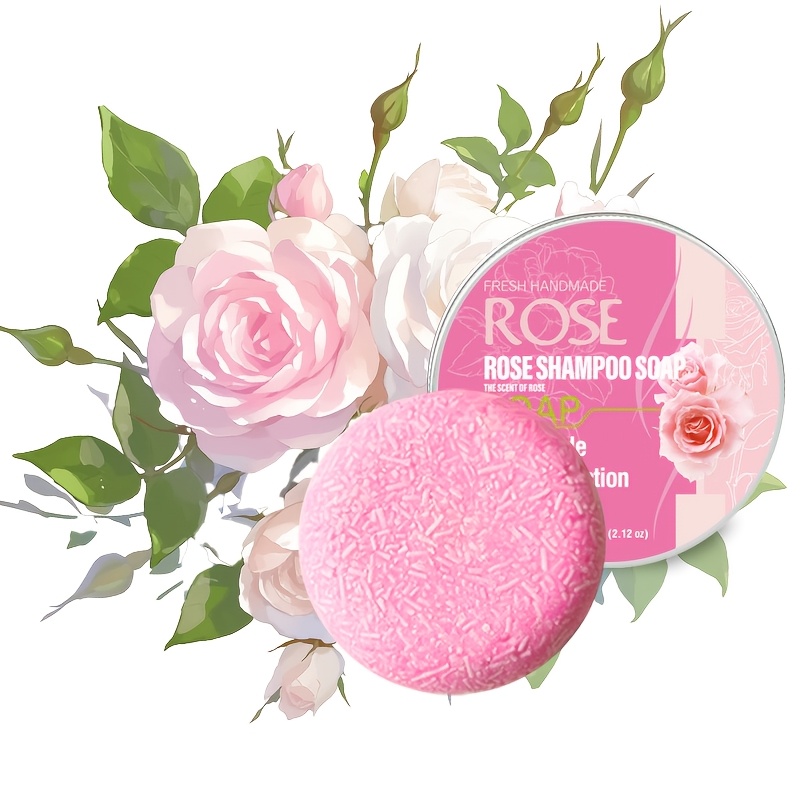 2.12oz Handmade Rose Shampoo Soap, Rose Essential Oil, A Long-lasting Fragrance, Suitable For Daily Use