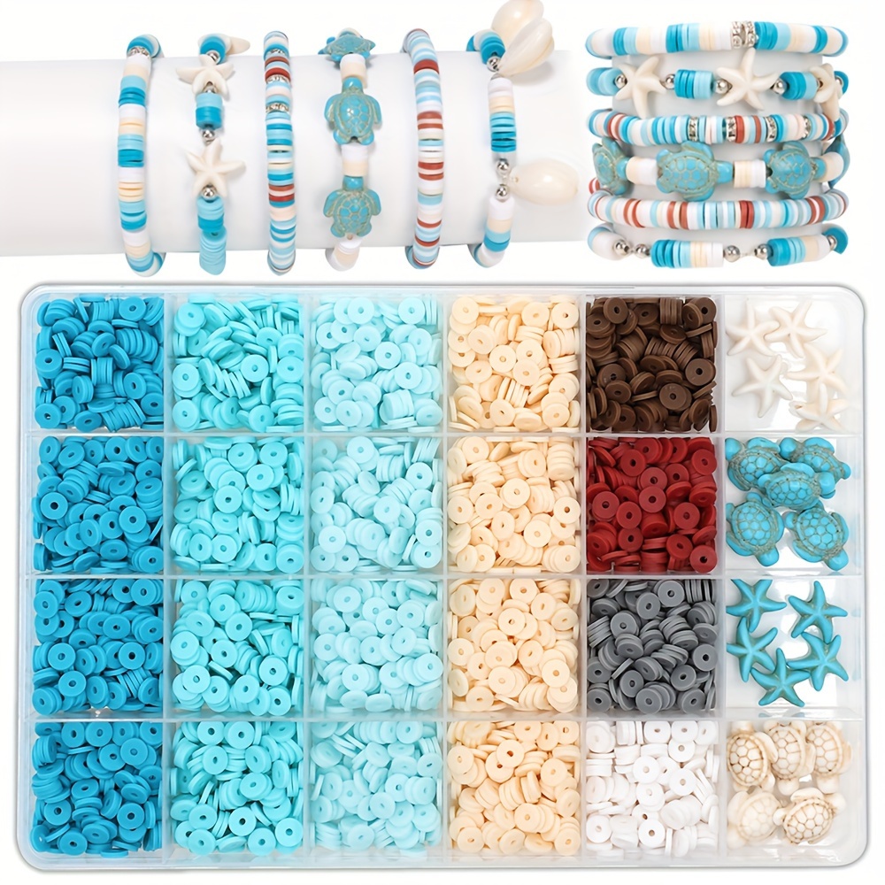 

creative Escape" 2400-piece Ocean-inspired Bead Kit - Turquoise, Turtle & Starfish Clay Beads For Diy Bracelets, Necklaces & Jewelry Crafting