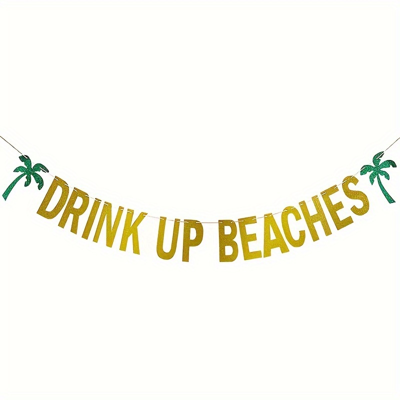 Image of Hawaiian Luau Party Banner Set - Tropical Coconut Tree & Pink Design, Perfect For Beach Parties, & Valentine's Day Decor