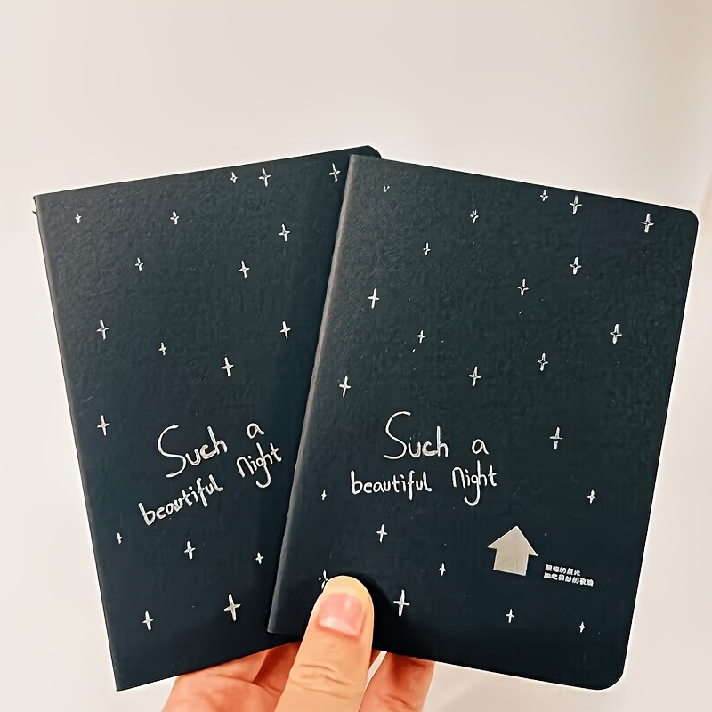 TEMU 2pcs 120 Pages Notebooks Daily Journal Black Paper Memo Pads 56k Sketch Doodle Notebooks, For Painting Drawing Office School Stationery Gift,