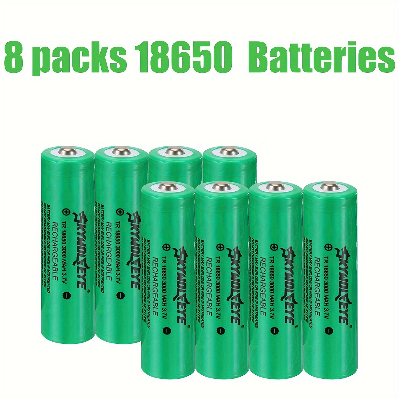 

8 Pcs 18650 Lithium Batteries, 3000mah 18650 Rechargeable Batteries, Large Capacity 3.7v Lithium-ion Button Top Flashlight Battery, Used For Headlights, Led Flashlights, Electronic Devices, Etc.