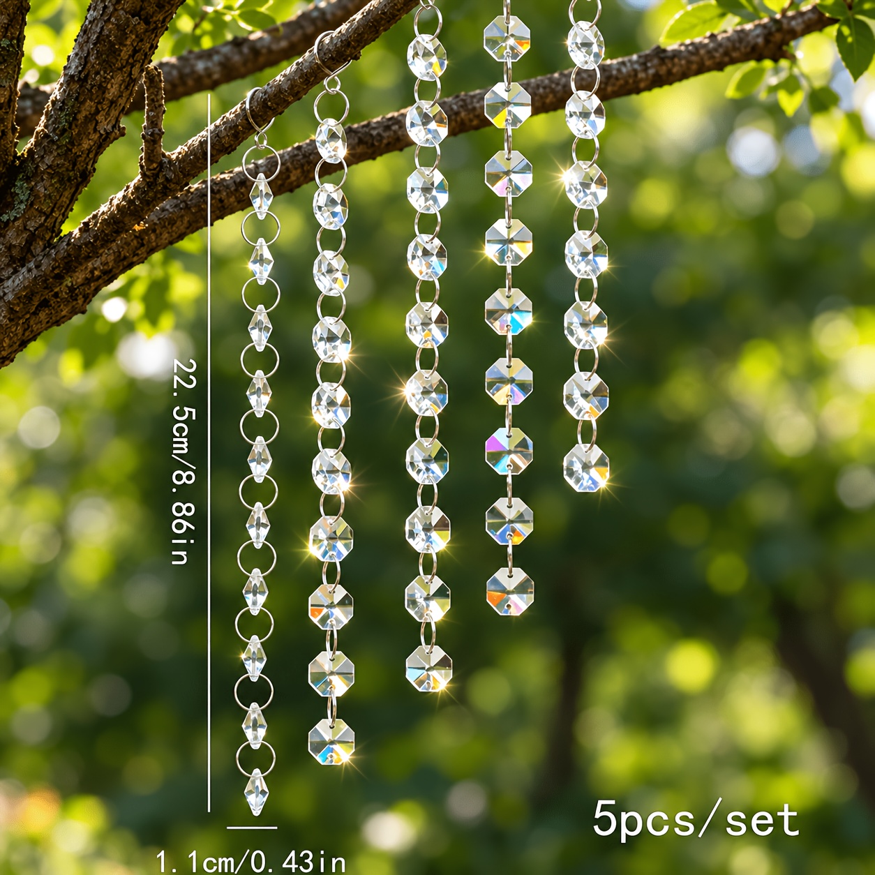 TEMU 5pcs Crystal Suncatchers Set, Outdoor Garden Light Collectors, Wedding Party Decorations, Plant Protection Accessories