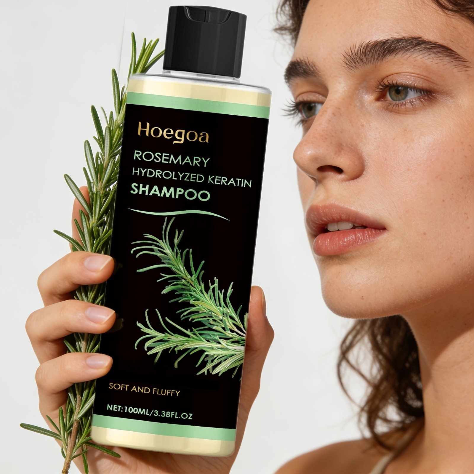 1pc of rosemary shampoo deep botanical oil control   and moisturizing for   fluffy hair 100ml enriched with rosemary ingredients gentle formula to eliminate frizz and   smooth and easy to comb leaves hair y smooth