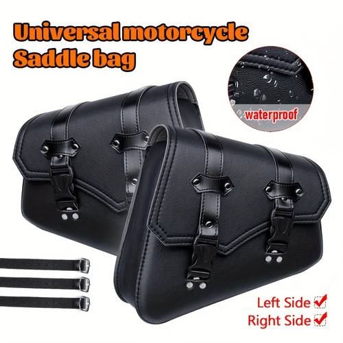 a pair side universal motorcycle bag black pu leather motorcycle saddlebags side bag bag pouch black