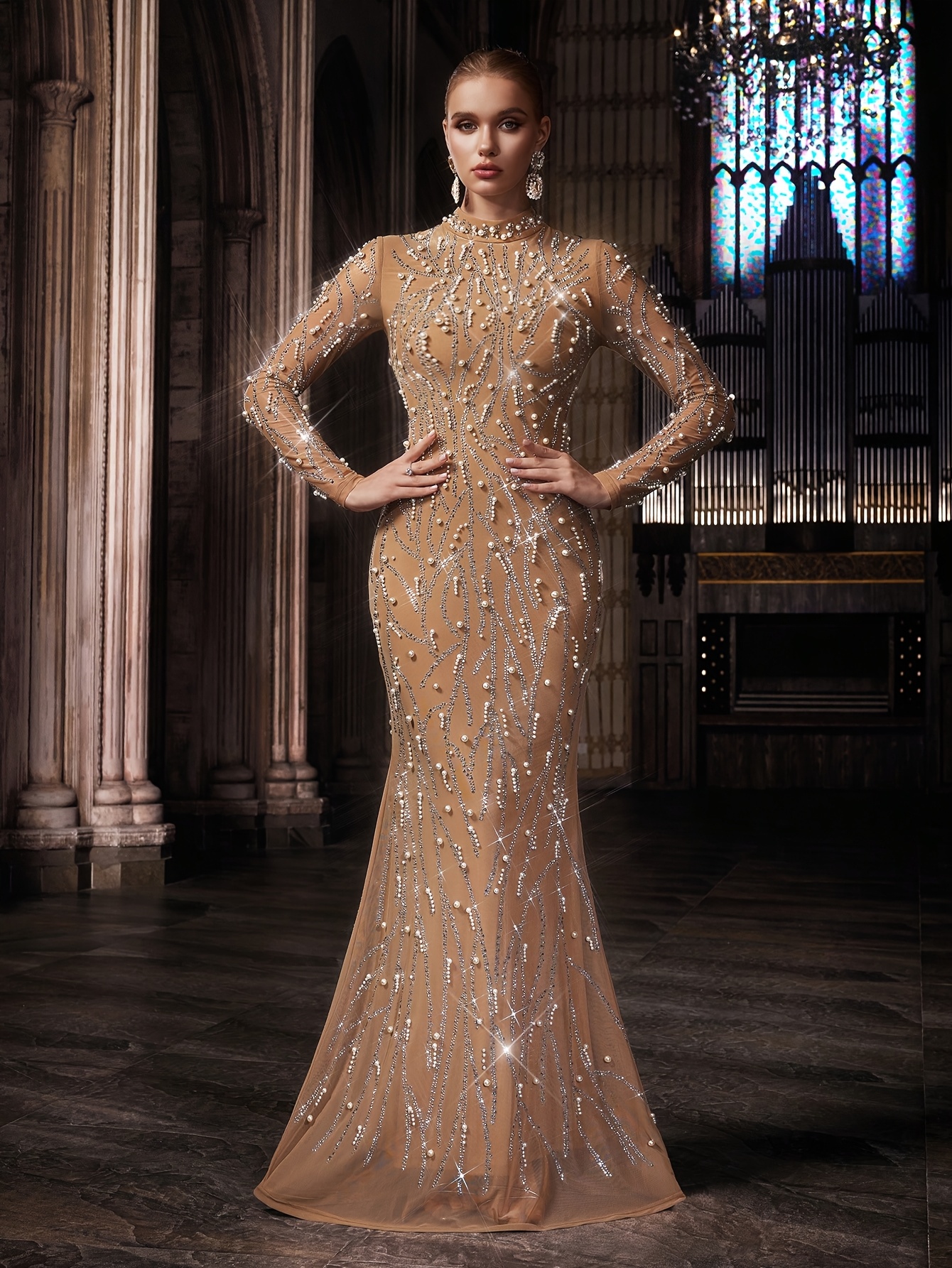 QOQ Women's Elegant * Backless Mermaid Gown Dress