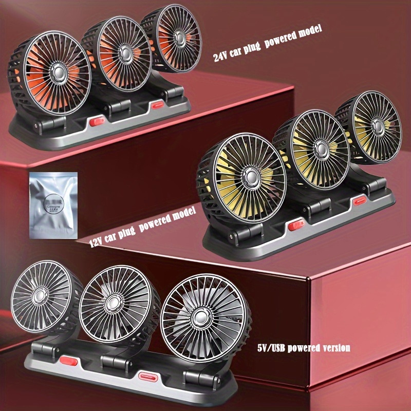 

24v/12v Usb Car Fan: Keep Your Vehicle Cool & Refreshed With This Powerful Three-head Fan!