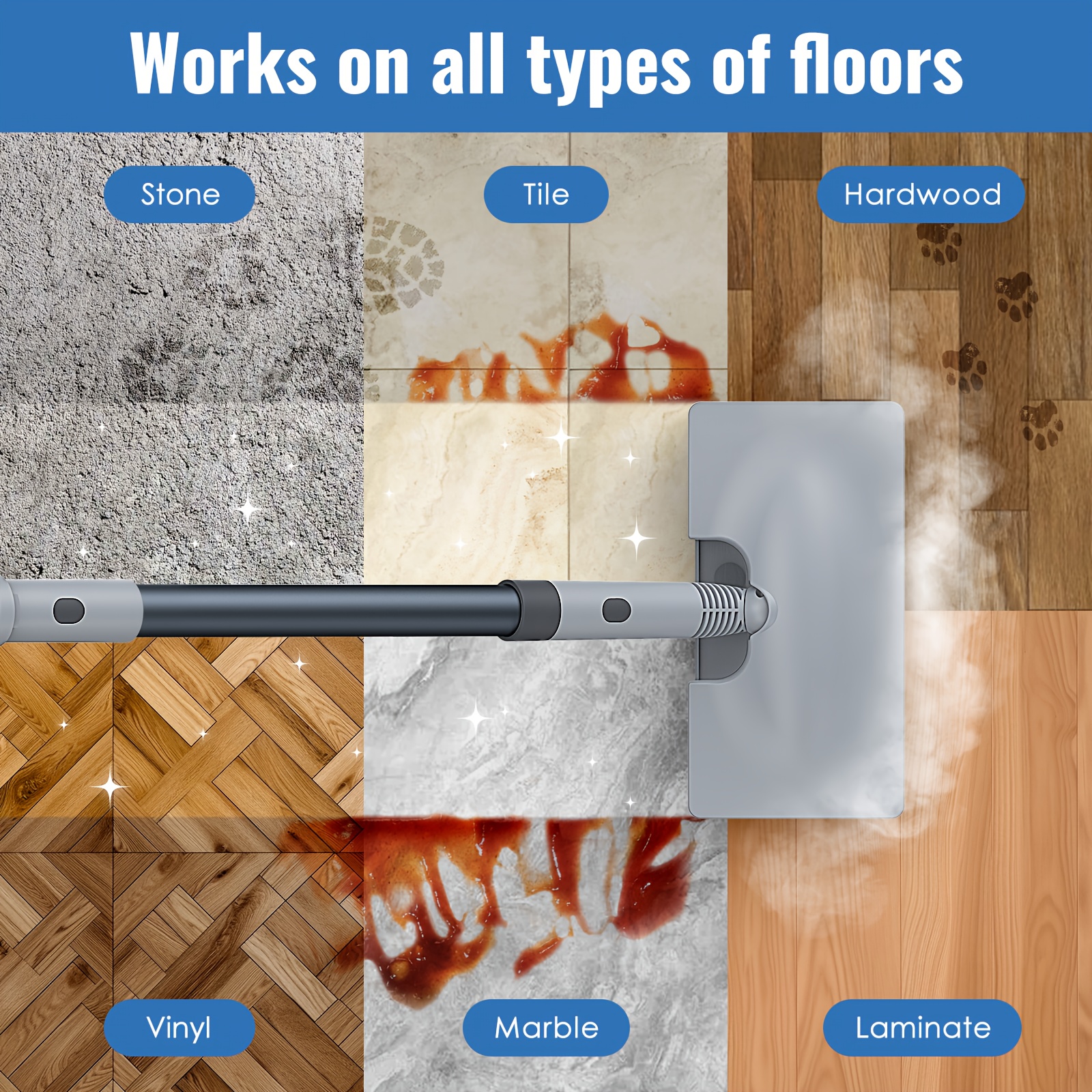 Steam mop steam cleaner detachable handheld carpet cleaner, household and floor cleaner, corded household steam cleaner, 10in 1 multifunctional accessory and 2 mats, powerful sofa steamer, hardwood, tiles, cement paste, windows, kitchen, bathroom 14 Steam mop, steam cleaner, detachable handheld carpet cleaner, household and floor cleaner, corded household steam cleaner, 10in 1 multifunctional accessory and 2 mats, powerful sofa steamer, hardwood, tiles, cement paste, windows, kitchen, bathroom