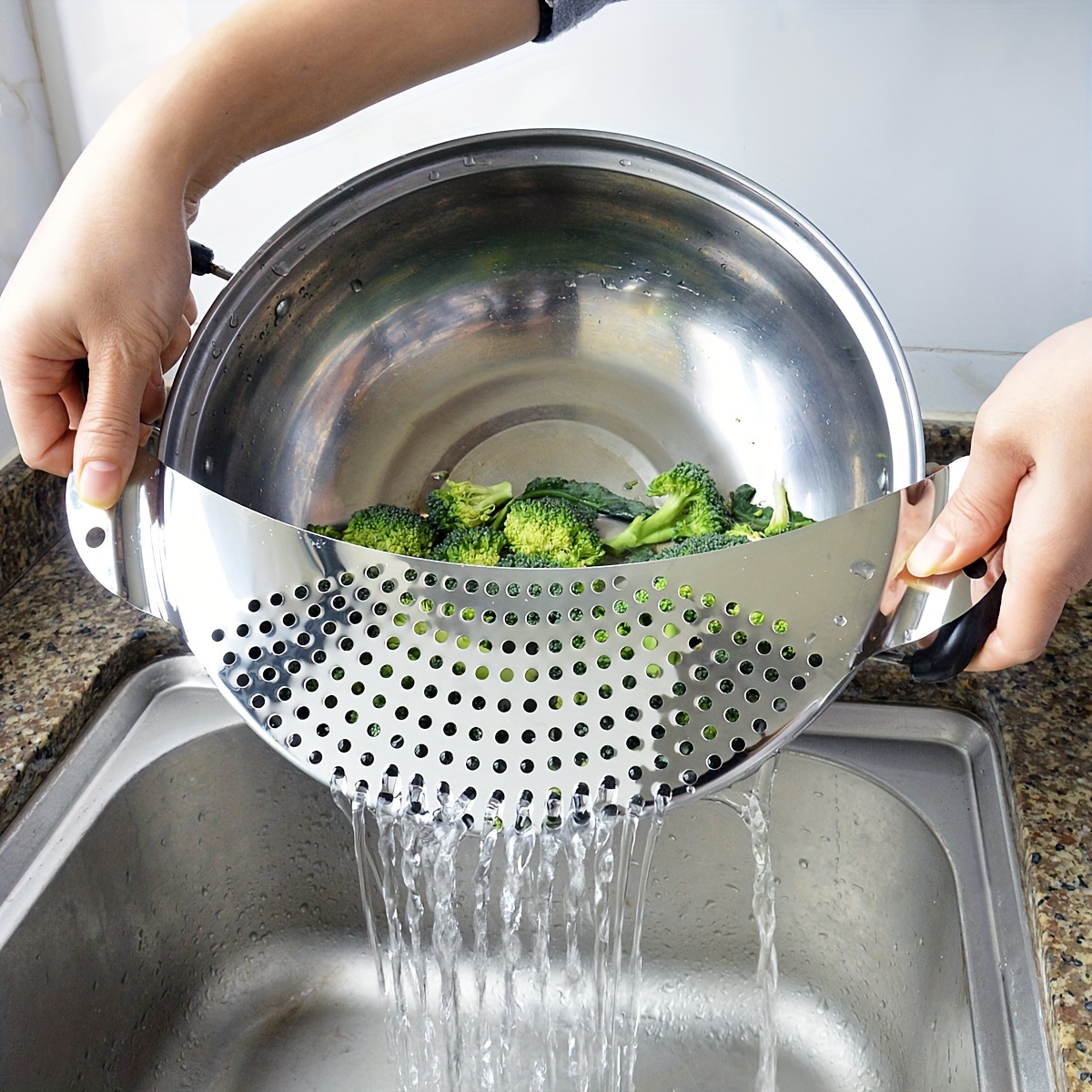 

Stainless Steel Strainer - 1pc, - & Draining For Pasta, Vegetables, , & - Colander , Kitchen Gadget