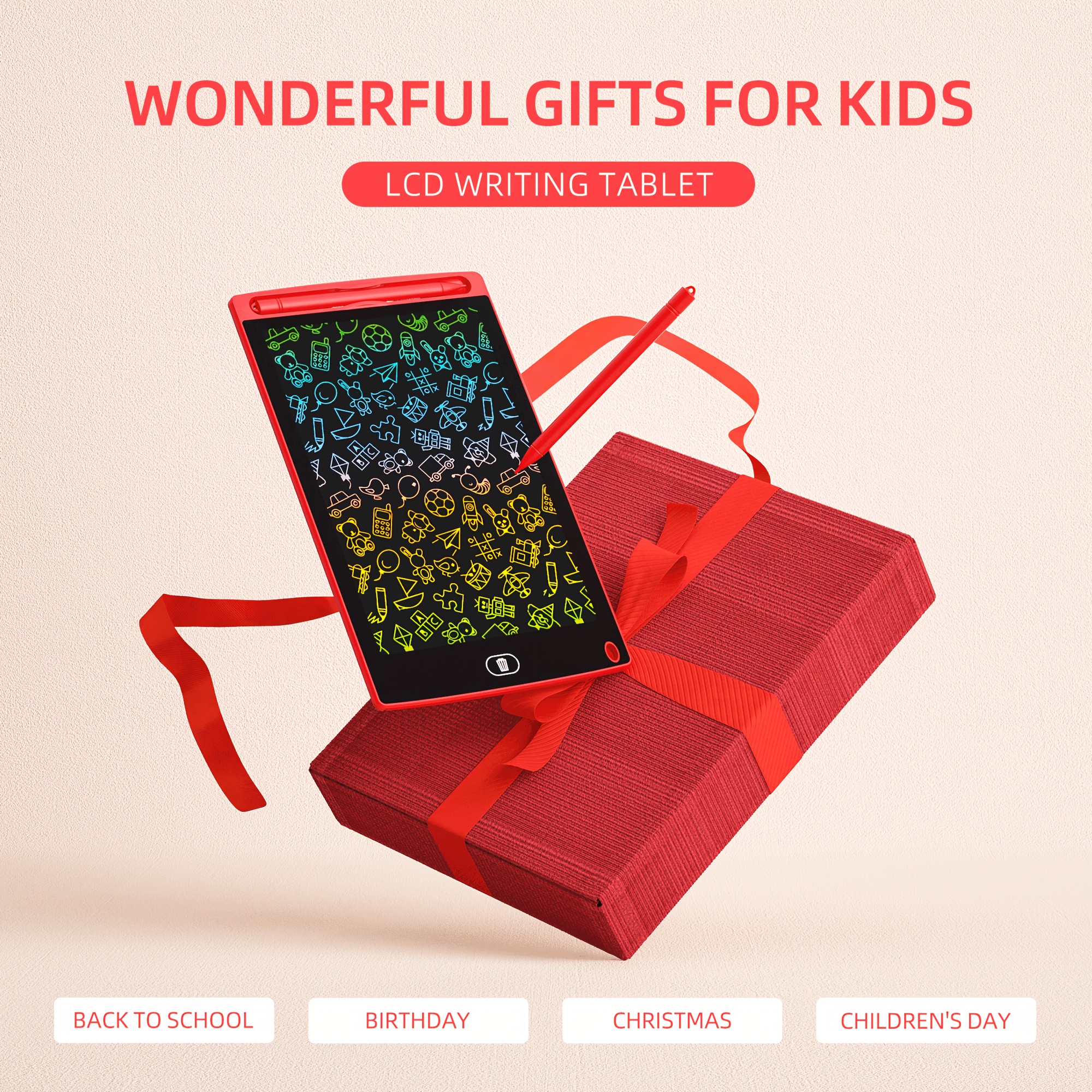 20pcs Erasable LCD Doodle Boards for Kids - 8.5 Inch Reusable Writing & Drawing Boards with Stylus, 5 Colors (Sky Blue, Pink, Red, Blue, Black) | Battery-Powered Educational Toys for Parties, Birthdays, Theme Activities