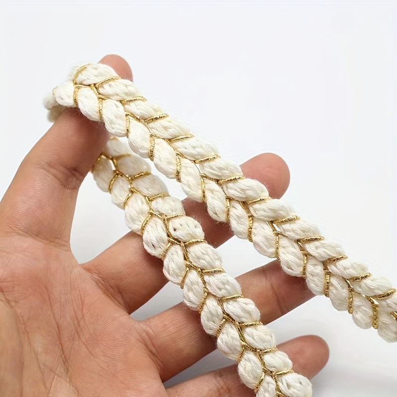 TEMU 1 pieza de cinta tejida de hilo dorado de 2 yardas y 1.5 cm de ancho, accesorio para ropa, cuello, puños, sombrero y decoración de bolsos