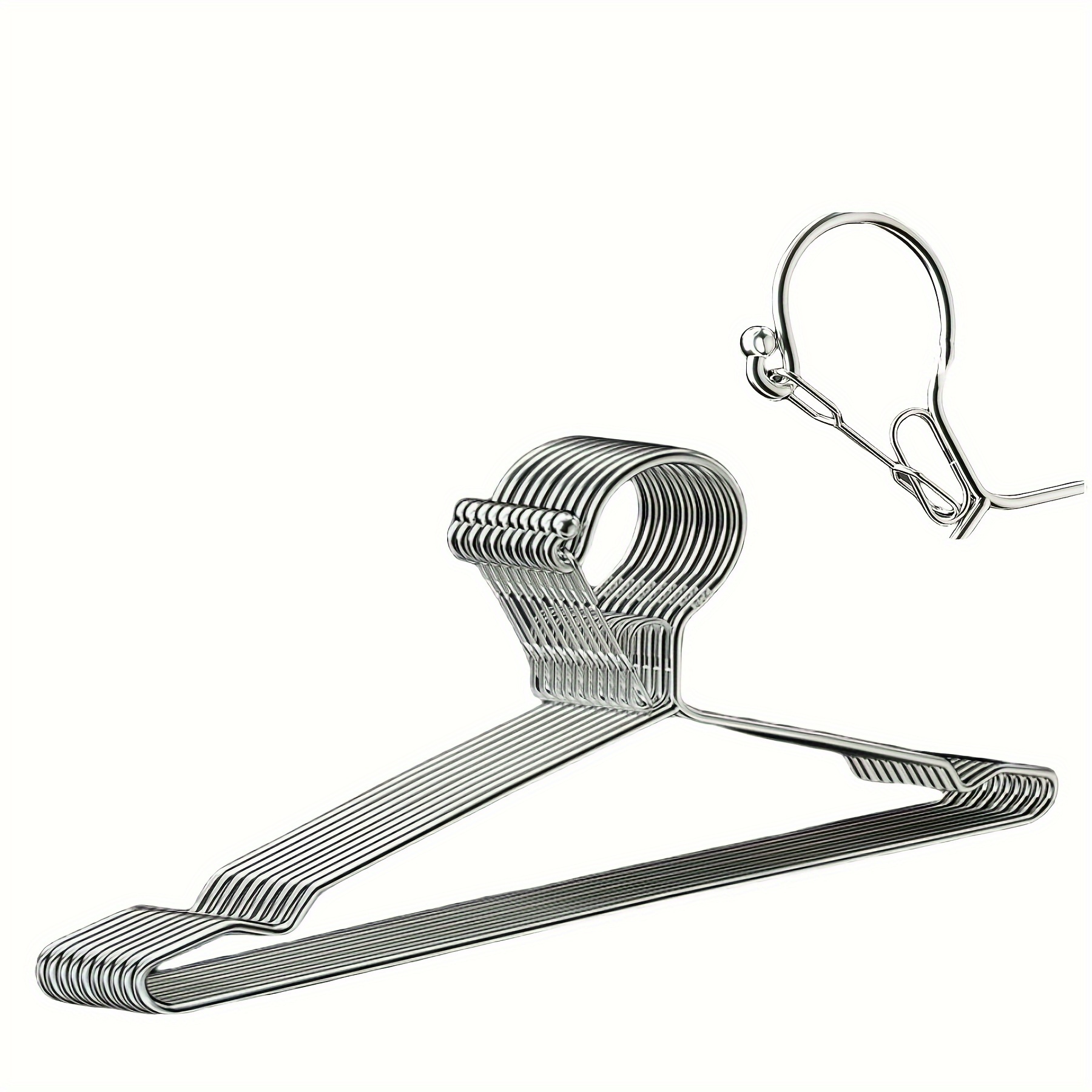 E-shop 10er-Set Ultra-Schlanker Edelstahl-Kleiderbügel - Hochbelastbar, Windfest mit Schlosshaken für Platzsparende Organisation