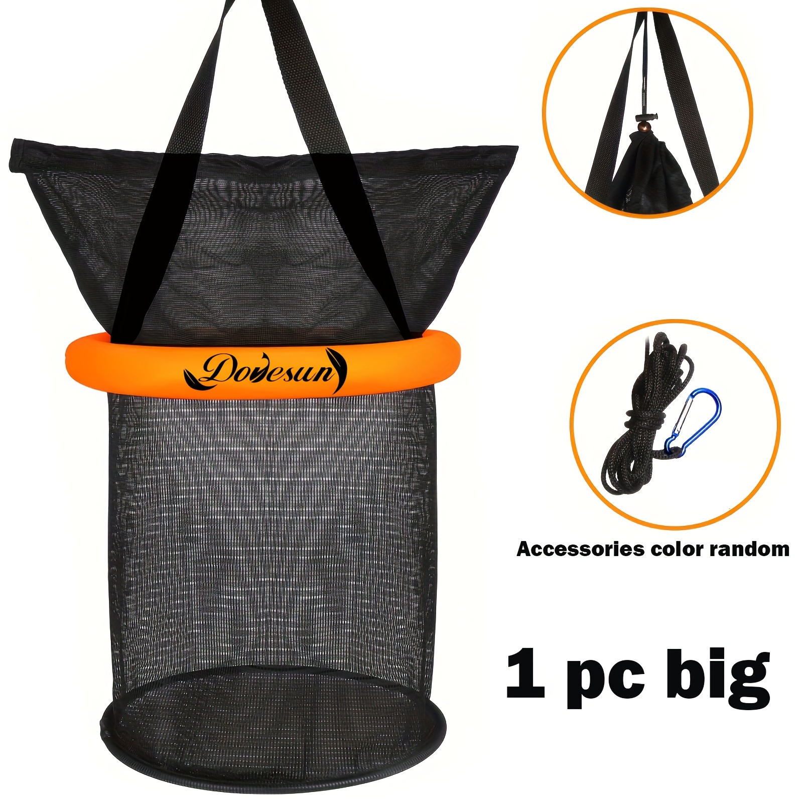 bag net fishing gear LIOOBO Fish Collection Bag Nylon ing Basket Mesh Fin Snorkel Net Cage Keep with Storage for 1Pc Black : Sports & Outdoors Measures 36x38 hoop size Folding Fly Fishing Net, Foldable