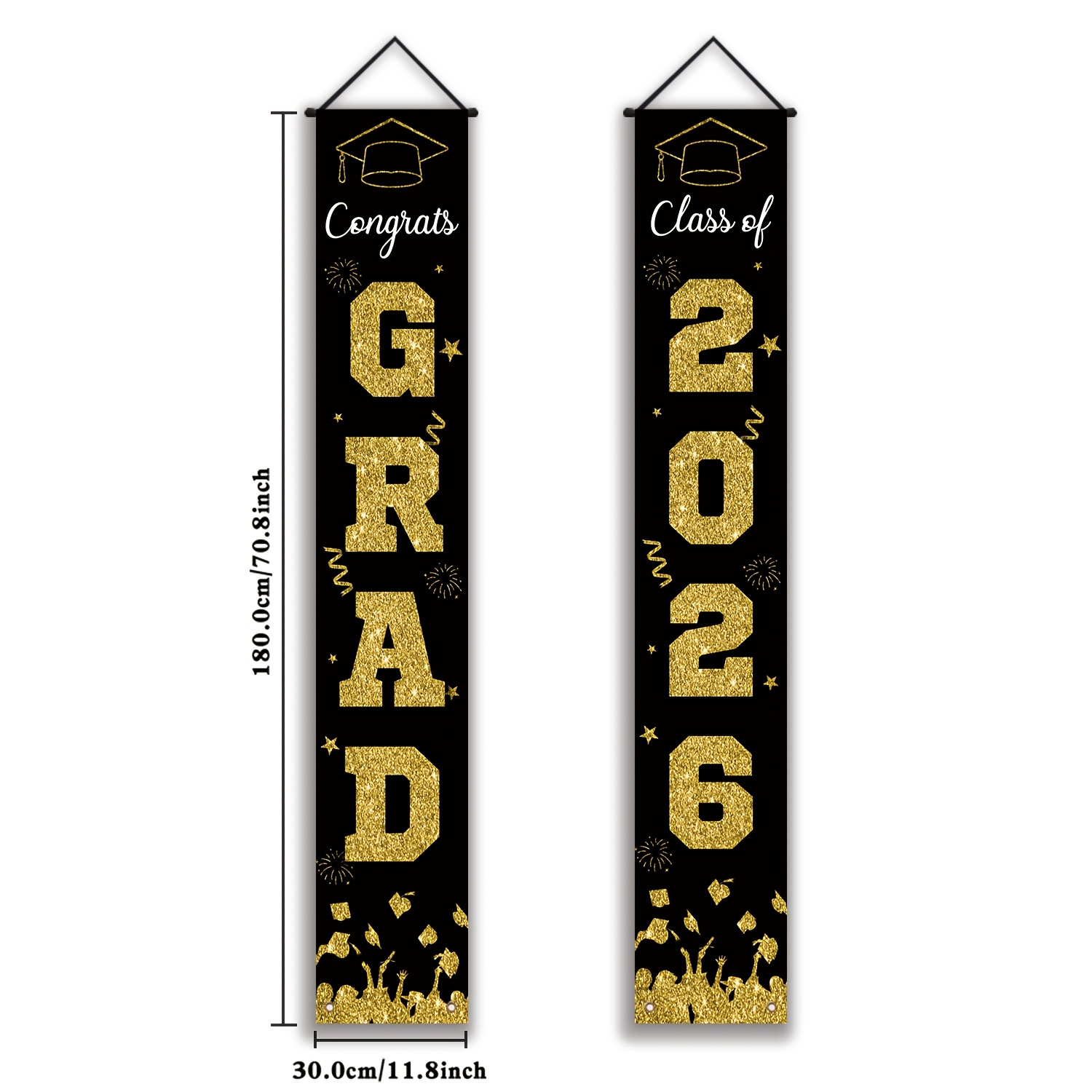 TEMU 2d Flat, 2d Flat - 2d Flat, 2d Flat - 1 Pair 2d Flat Banner | Class Of 2026 Congrats Grad Front Door Porch Sign Banner, Polyester, For High