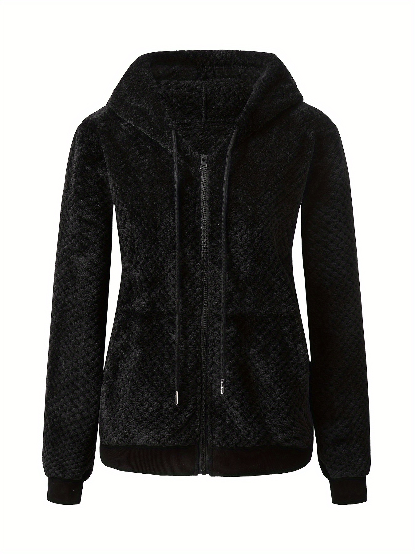 Generico Giacca Donna Felpa Coperta Elegante Invernale​ Pile con Zip e Cappuccio Spesso Parka Casuale Cappotto di Peluche Caldo Outerwear ​Abbigliamento Sci Teddy