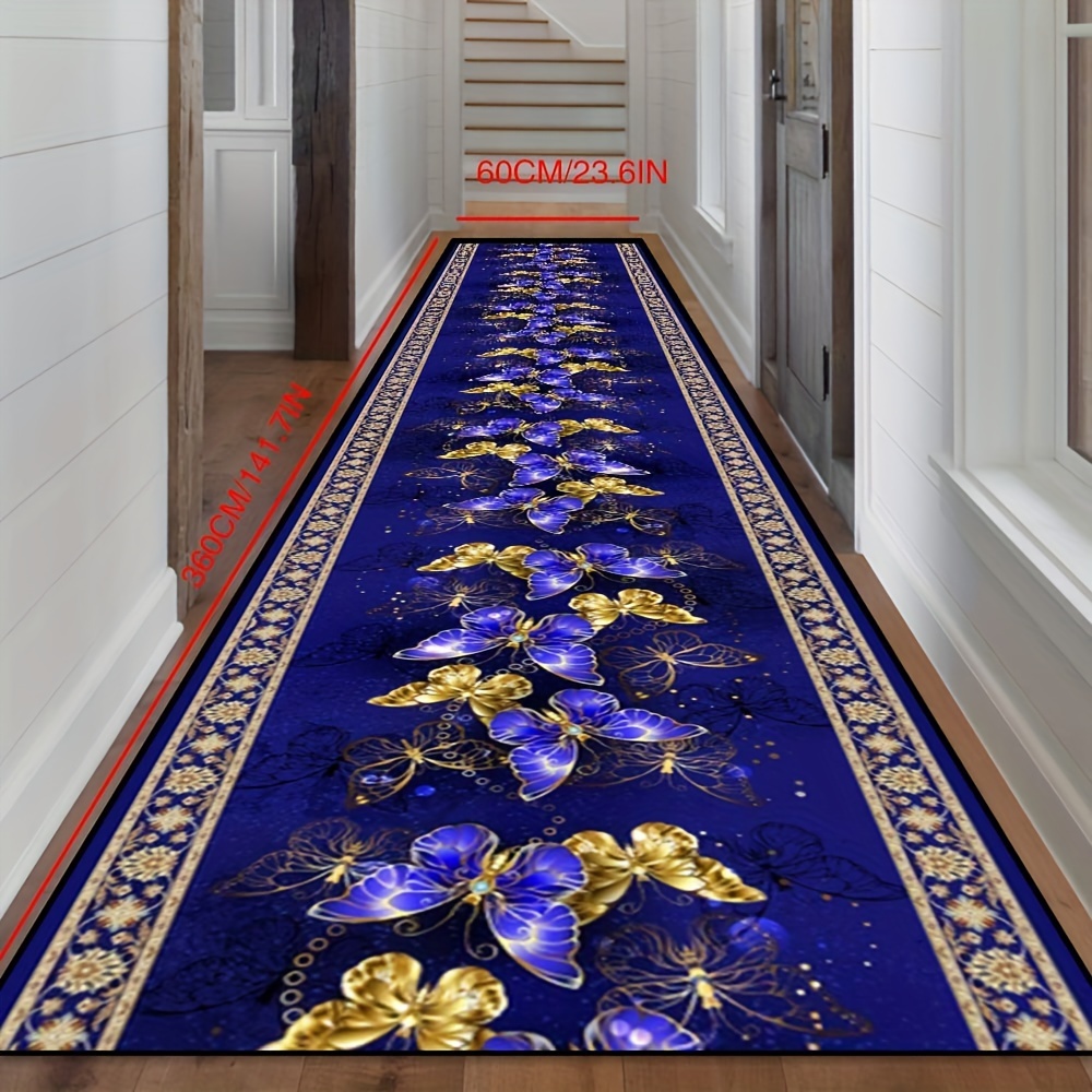 Image of Golden Diamond Velvet 1pc, Pattern Bedroom Carpet, Luxury Animal Aisle Rug, Art Innovation Style Balcony Non-slip Mat, Machine-washable Household Carpet, Christmas Mat, Christmas Decor, Xmas