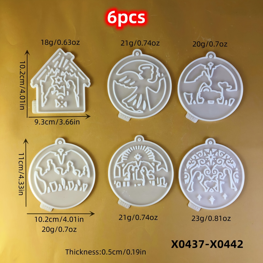 A Six-piece Resin Casting Mold For Making Birth-themed Decorations, Including Silicone Molds For Crafts, Keychains, Pendants, And Casting Molds For Plaster And Epoxy Resin.