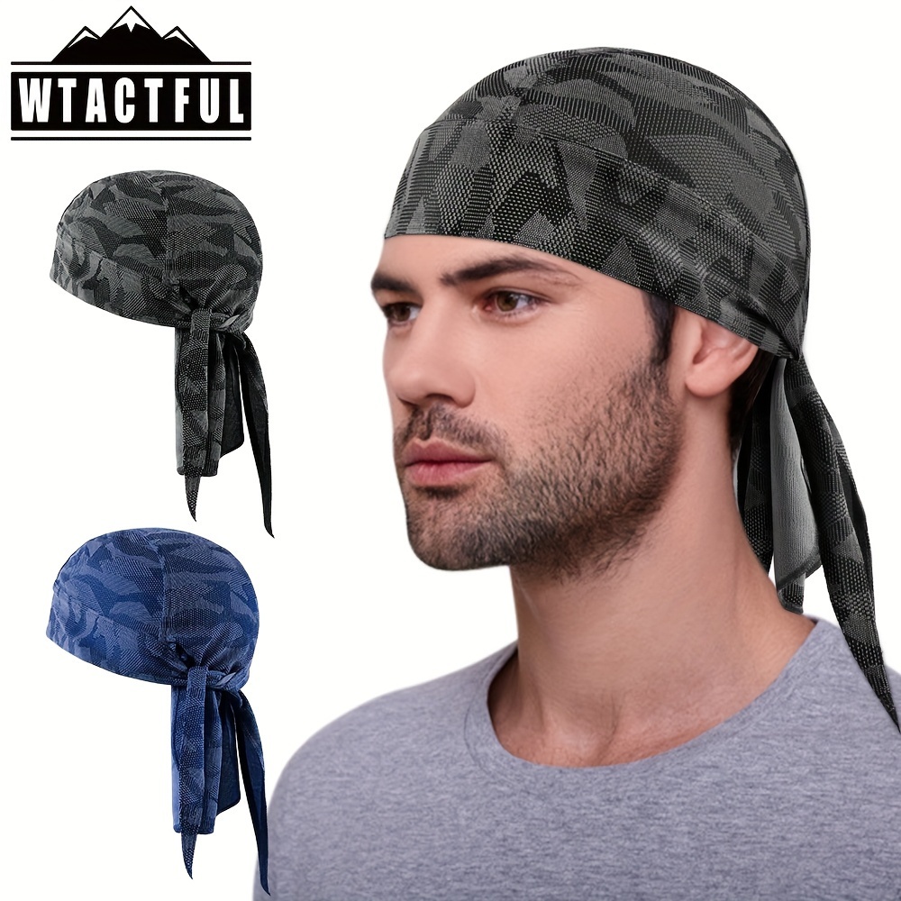

Wtactful Breathable Moisture Wicking Hip Hop Cap For Men And Running Hat For Women, Dew Rag Pirate Hat For Cycling And Motorcycle Biker Cooling Head Wrap