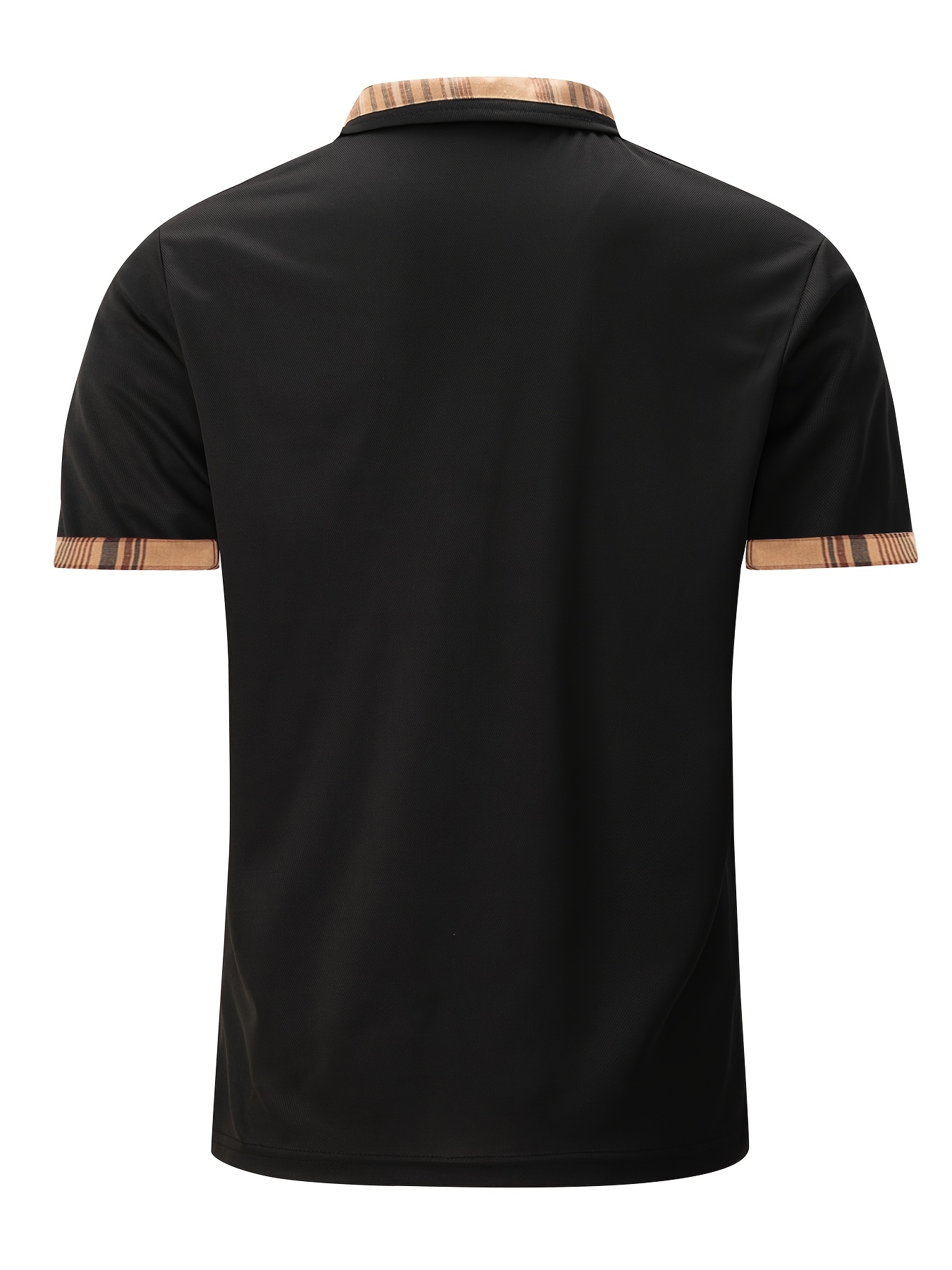1pc Chemise Polo En Polyester Décontractée D'été Pour Hommes Avec Détail de Poche À Carreaux, Manches Courtes, Tissu Tricoté, Légèrement Extensible, Coupe Régulière, Col À Revers, Boutonnière - Sans Ceinture