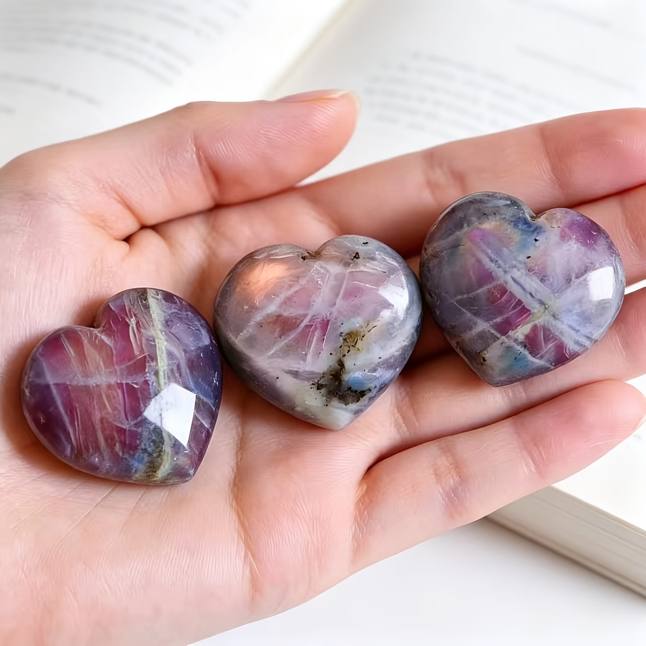 Natural Purple Labradorite Heart Pendant, Elegant Charm