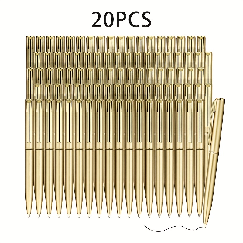 Image of 20 Small Ballpoint Pen Mini Pen Bulk 4 Inch Short Black Ink Ballpoint Pen Writing Instrument For Notebook Pocket Signature For Note Paper School Office (golden, Black, Silvery Classic)