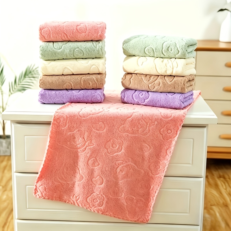 TEMU 6pcs Set, Large Size 70cm X 30cm Cartoon Bear Floral Towels, Soft Absorbent Quick-dry Hand Towels, Unisex, Premium Gift Towels, Bathroom And ,