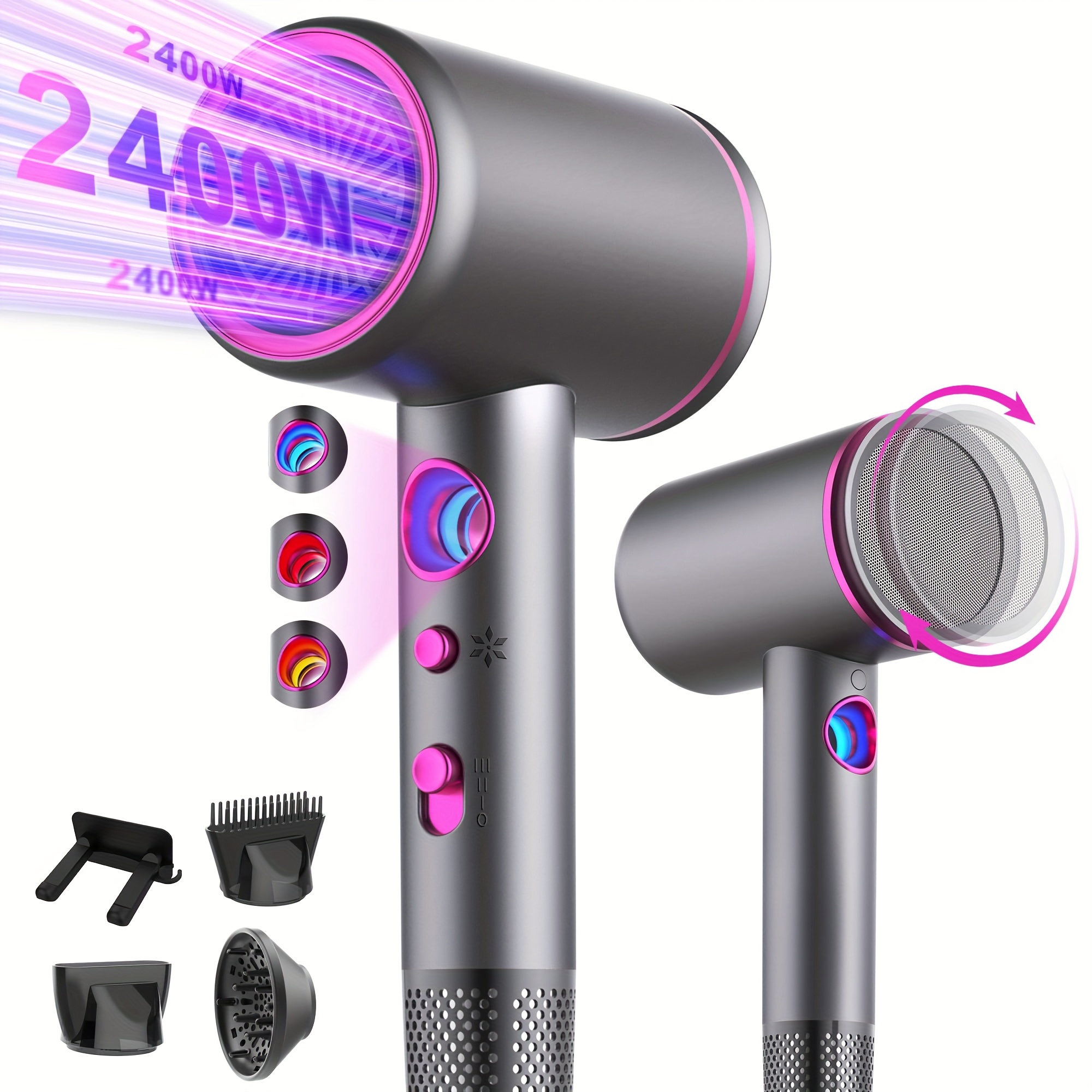 E-shop Haartrockner, Professioneller Ionenhaartrockner mit AC-Motor, 2200 W, Schnelltrocknender Haartrockner, Salon Haartrockner mit Heiß/Kalt-Taste, 3