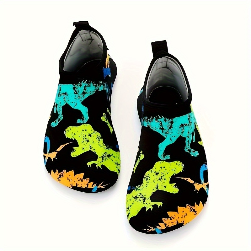 Dinosaur Print Quick Dry Slip On Water Shoes, Casual Outdoor Walking Shoes