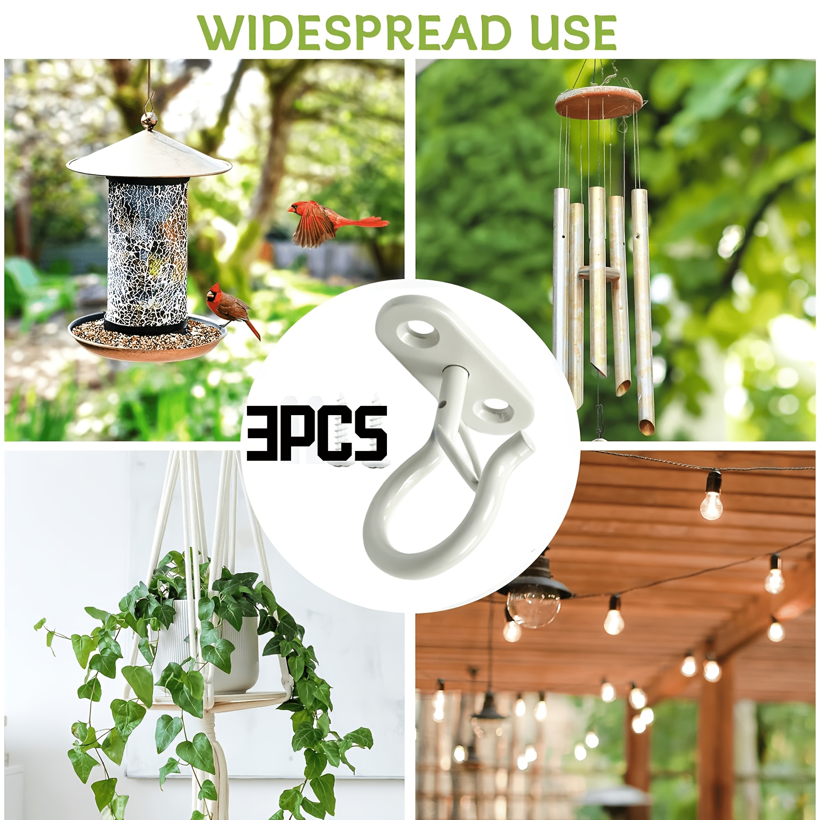 TEMU Ganchos colgantes de techo blancos anticaídas con tornillos, multiusos para plantas, móviles de viento, decoración navideña de interior y