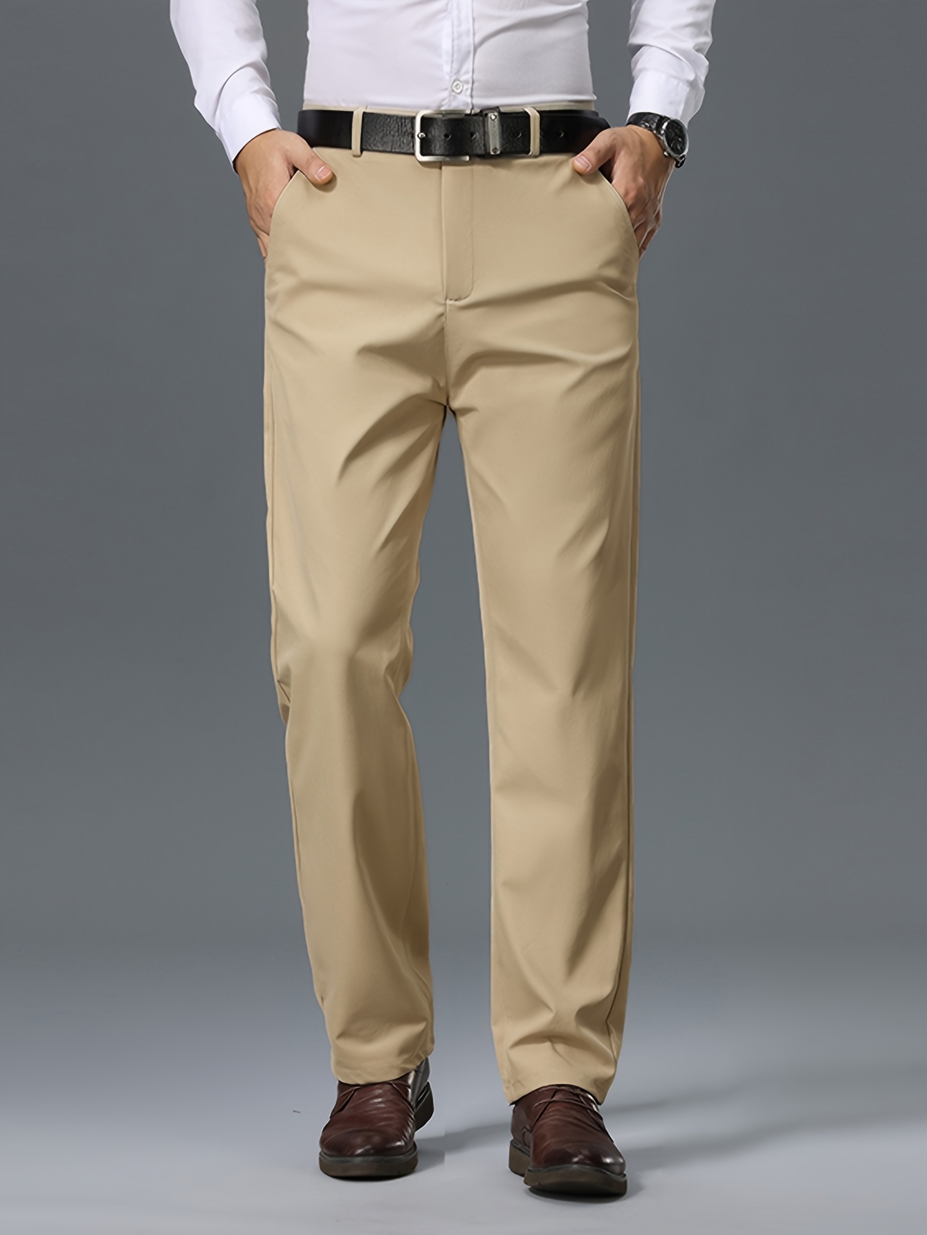 Men's Khaki Slacks | メンズカーキスラックス カーキのスラックス（無地, テーパード, フルレングス）のメンズ