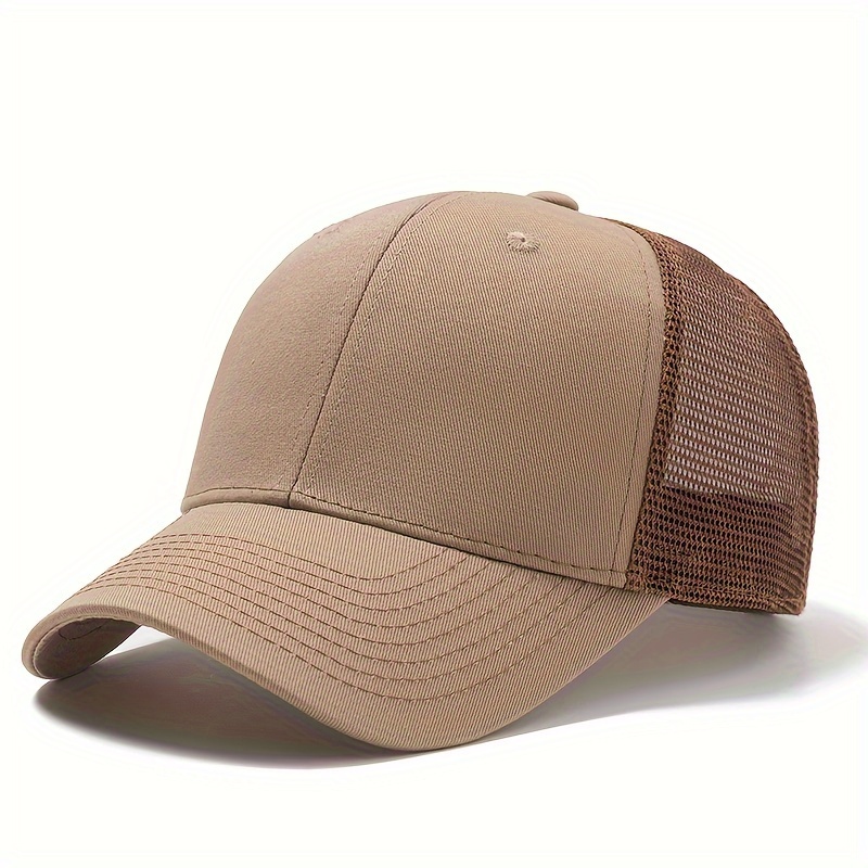 TEMU Summer Mesh Breathable Baseball Cap With Hard Top, Stylish Outdoor Sun Hat, High-quality Casual Duckbill Cap