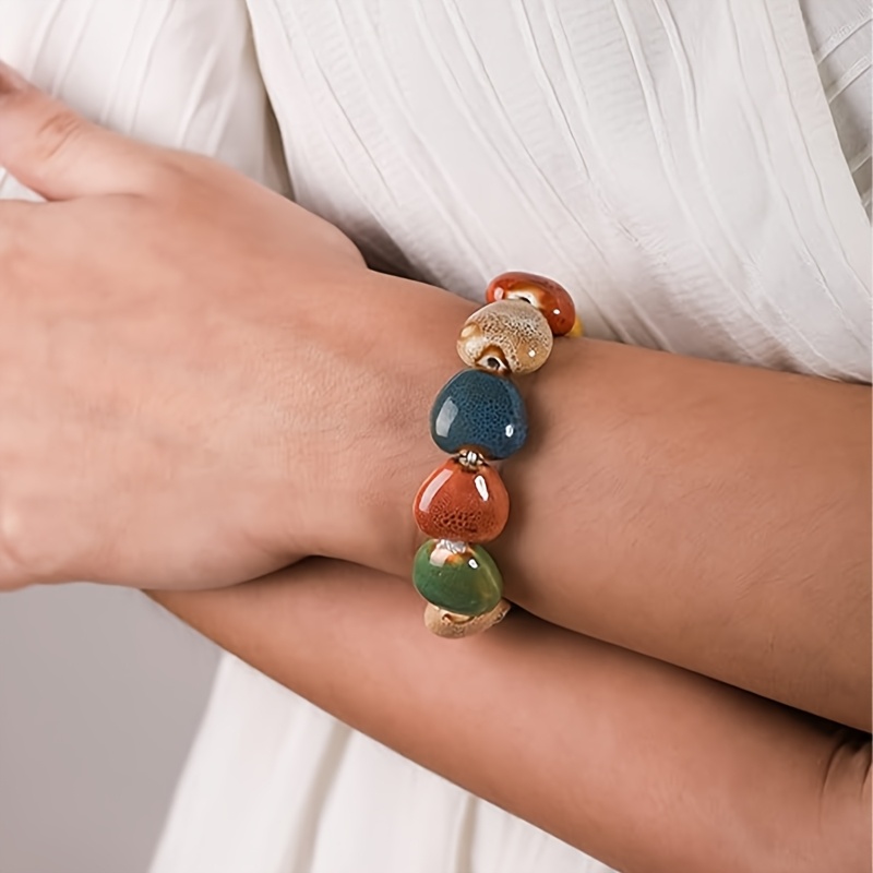 Heart-Shaped Beaded Elastic Bracelets, Daily Wear