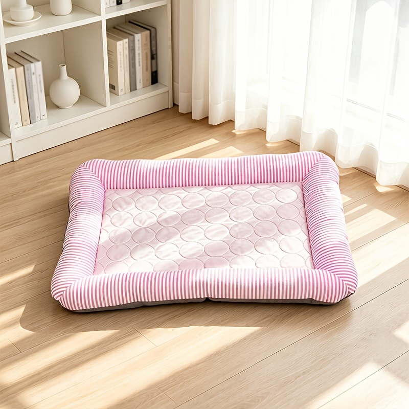 TEMU 1 pièce Matelas pour animaux de compagnie toutes , Tapis de couchage respirant et pour chat et chien, Panier à rayures d'intérieur pour animaux