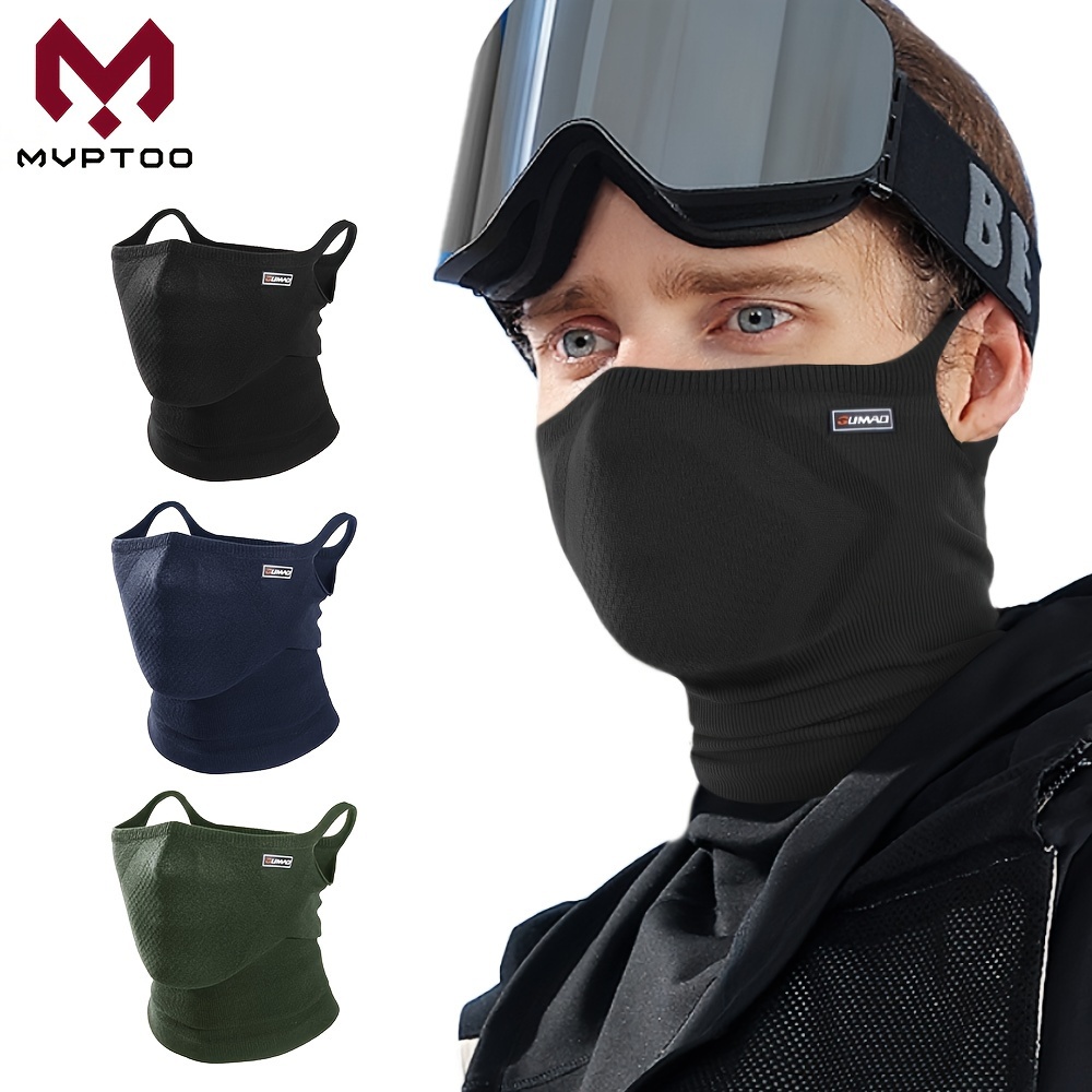 

Mvptoo Men' & Cold-resistant Ear-hanging Sports Balaclava - Breathable Polyester Neck Gaiter With Face Mask, Ideal For Cycling & Running, In Black, Navy, Green, Olive