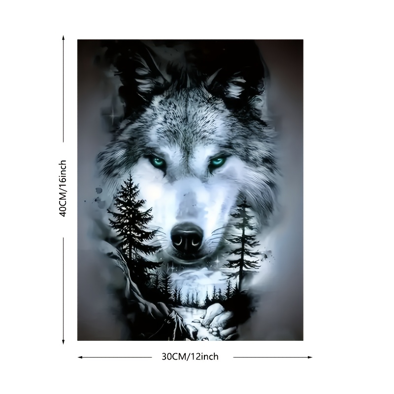 TEMU 2d Flat Printing 1pc Animal Theme Unframed Canvas Painting, Wolf Portrait Art Print In Fantasy Forest, Art Wall Decor For Home Office, Bathroom,